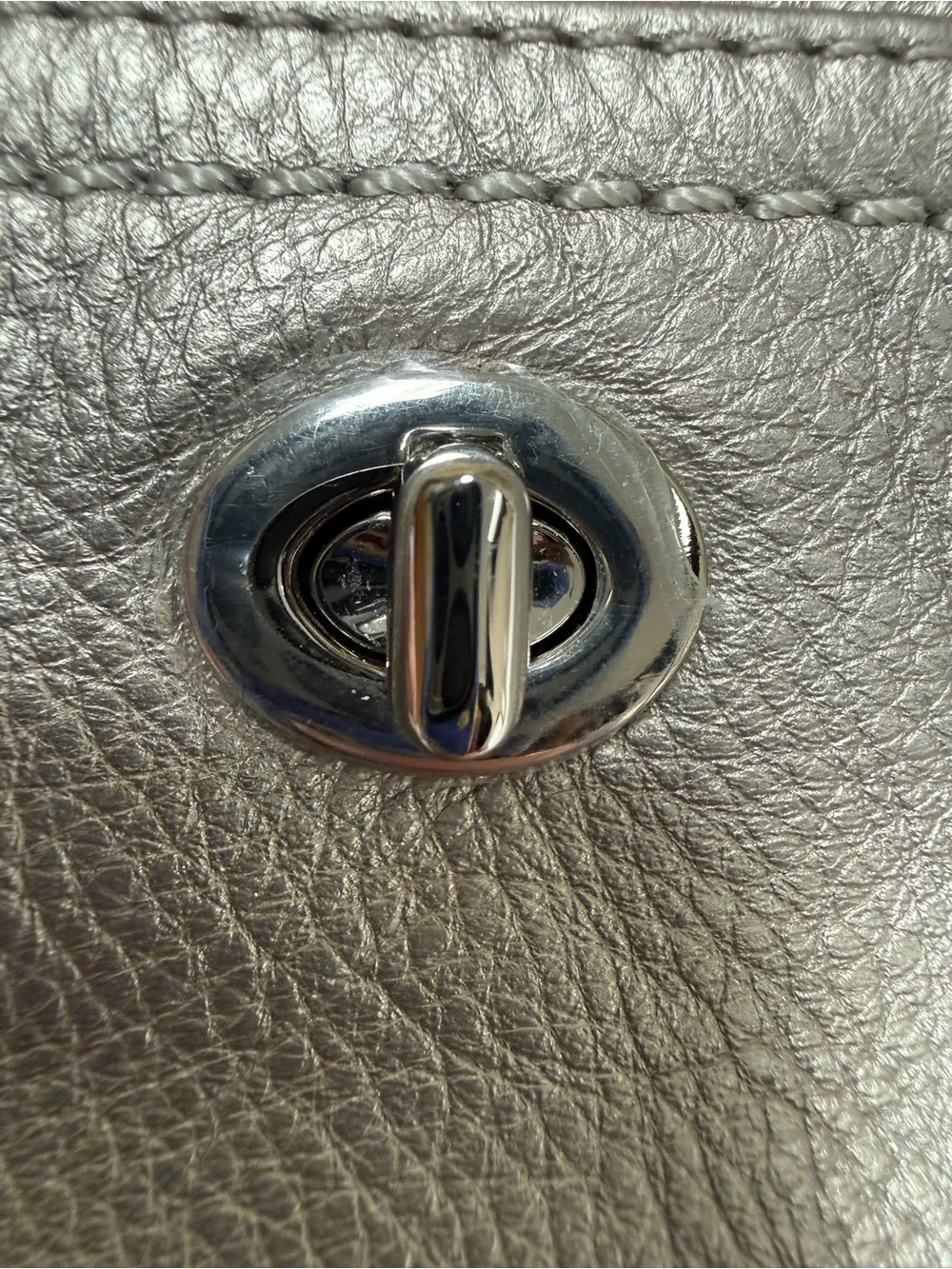 Coach Metallic Taupe Leather Wristlet with Silver Hardware